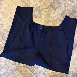 Spanx Navy Blue AirEssentials Pique Straight Leg Track Pants Women’s L Stretchy